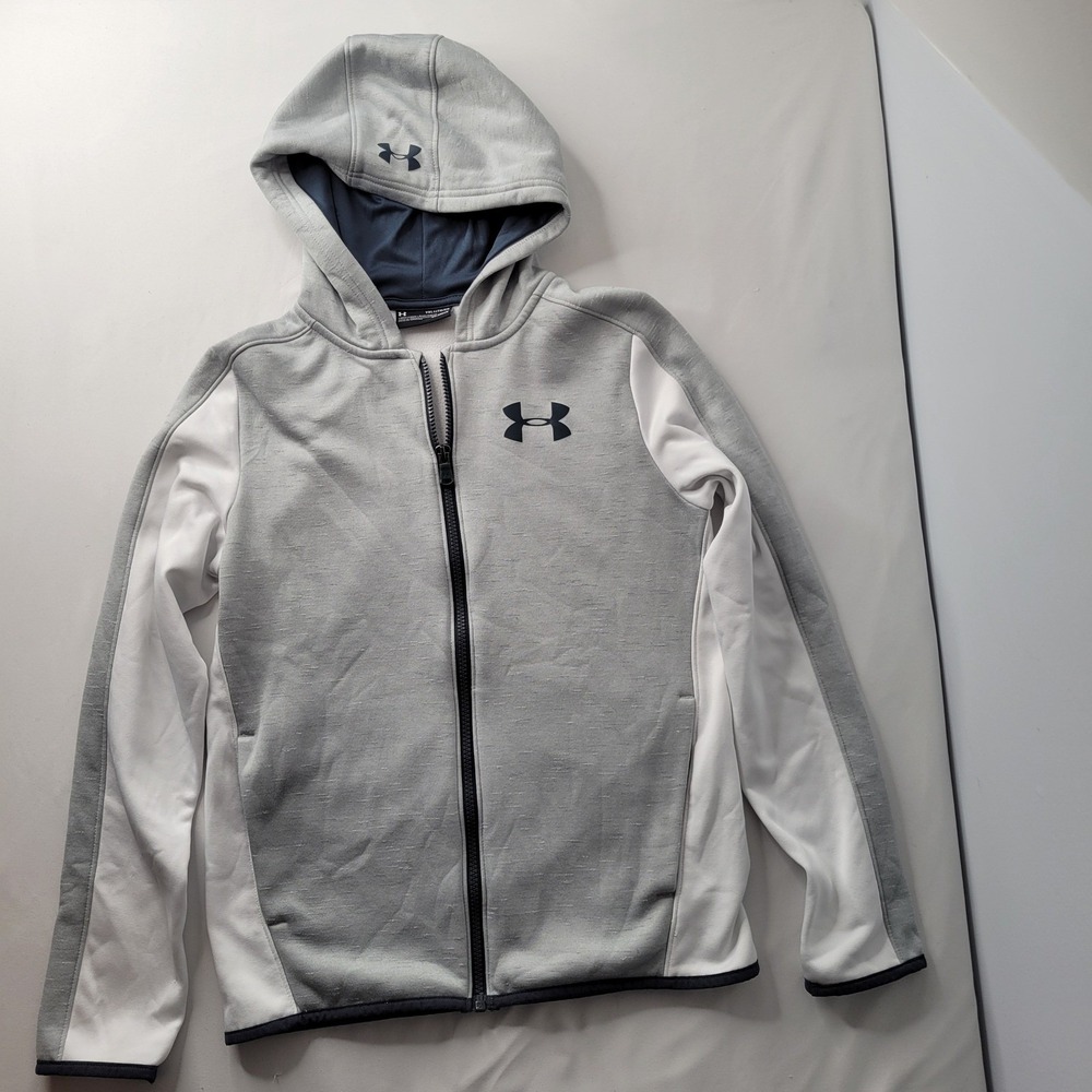 Under Armour Full Zip Hoodie Youth XL Gray ColdGear Athletic‎ Jacket 1318231